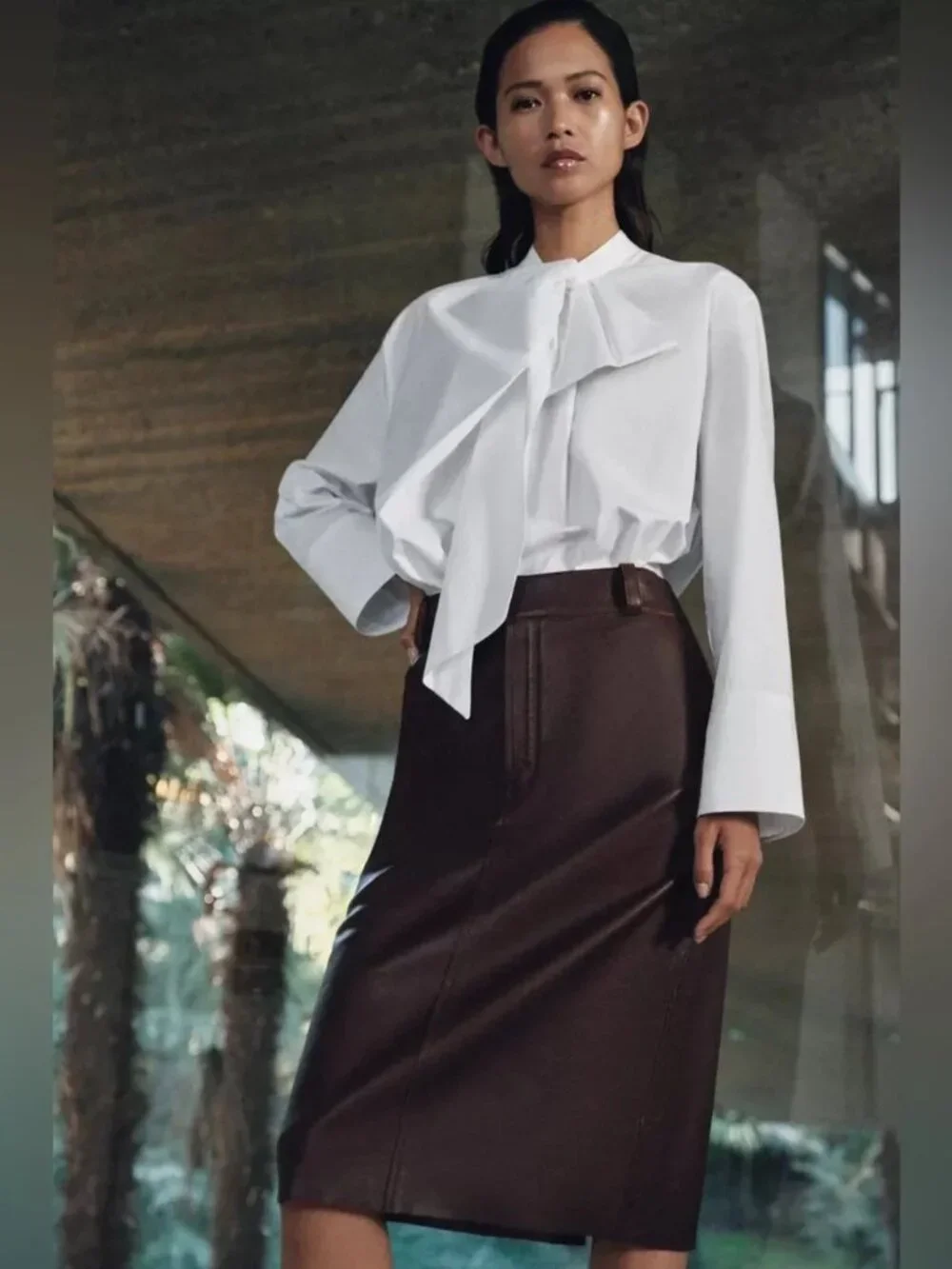 NWT ZARA ZW COLLECTION LIMITED EDITION LEATHER‎ MIDI SKIRT